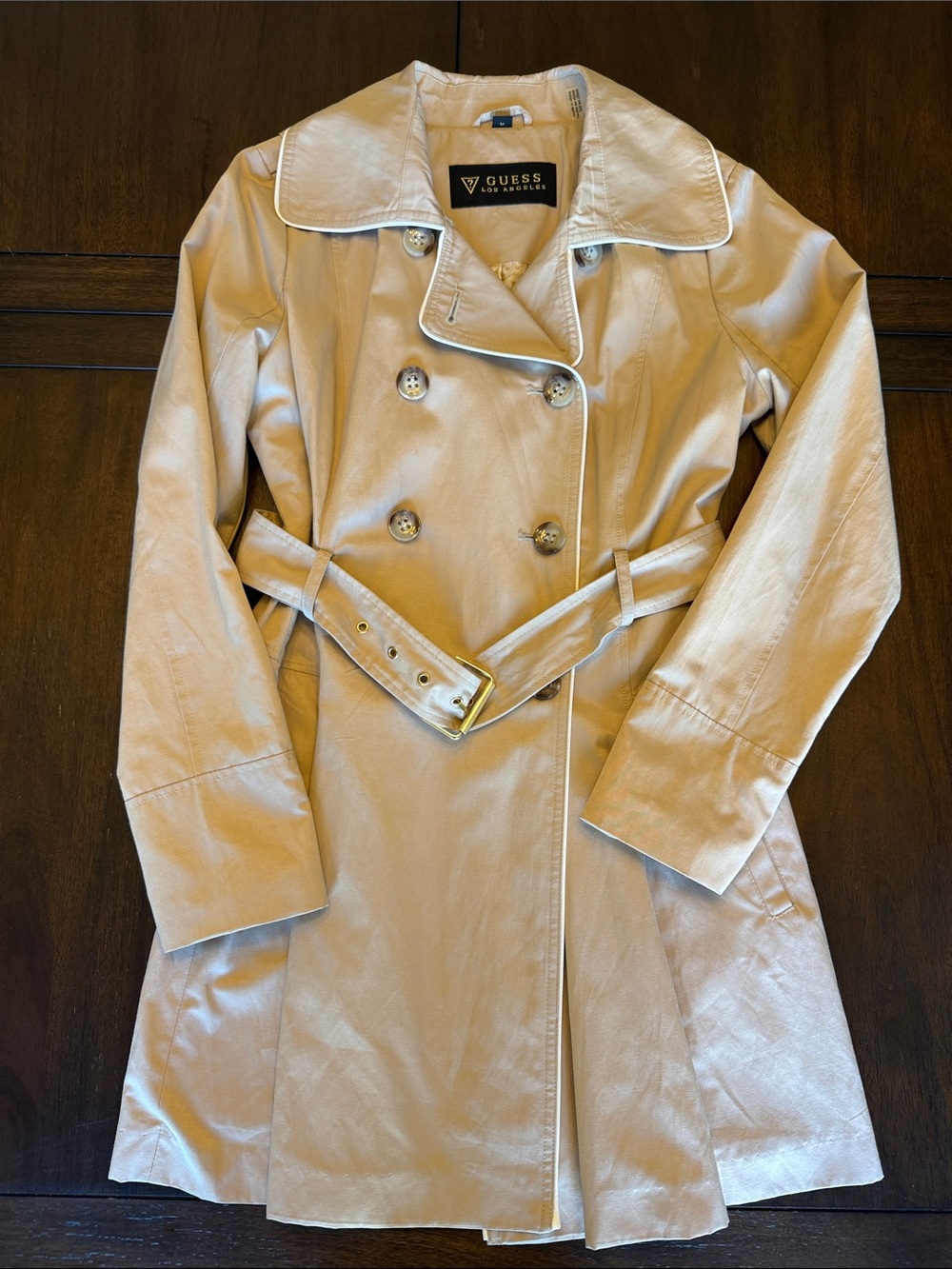 GUESS Beige Double-Breasted Trench with Belt